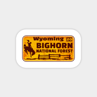 Bighorn National Forest License Plate Wyoming Rusted Magnet