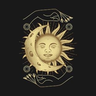 Dark Academia Aesthetic Tarot Aesthetic Sun and Moon Clouds T-Shirt