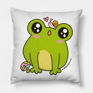 cute frog, kawaii frog cartoon Pillow