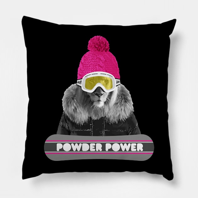 Snowboarder Lion Pillow by wamtees