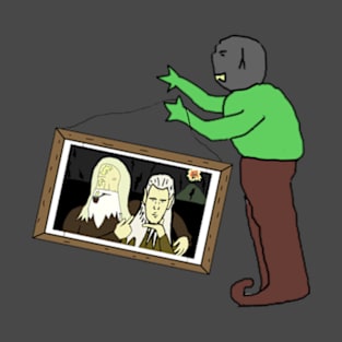 Elf turned into orc steals painting of Gandalf and Legolas T-Shirt