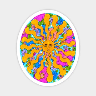 Sunshine State of Mind - Retro Sun and Florals Magnet