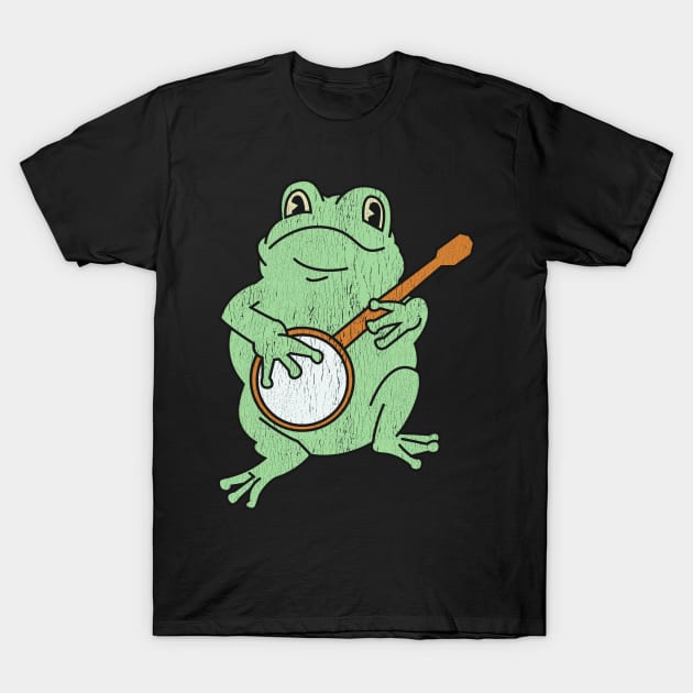 Cottagecore Aesthetic Frog Playing Banjo on Mushroom Cute TShirt