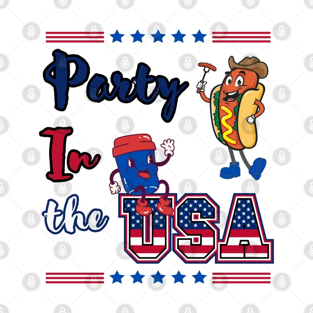 Party In The USA Hot Dog and coffee by bymetrend