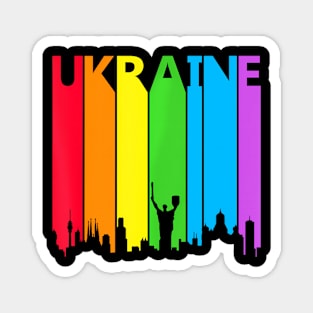 Ukraine Skyline LGBT Pride Magnet