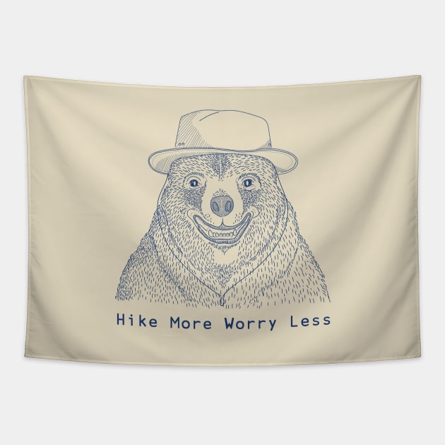 Hike More Worry less / Smiling Bear Tapestry by Buntoonkook