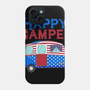 USA Happy Camper US Flag Patriotic 4th Of July America Crew T-Shirt Phone Case