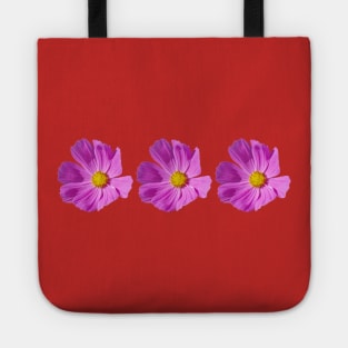 Three Pink Cosmos Flowers Floral Photo Tote