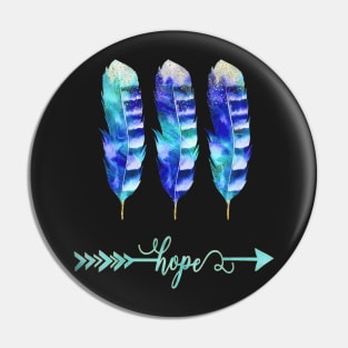 feather blue hope Pin