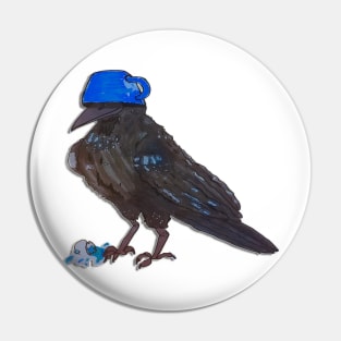 mischievous tea crow blue Pin