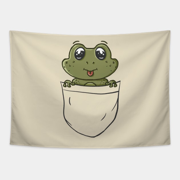 Frog in your pocket Tapestry by Xatutik-Art