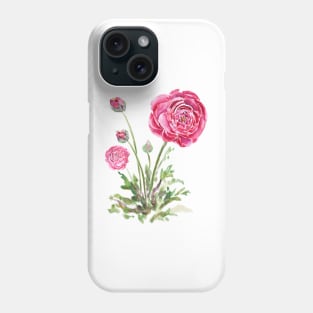 red Ranunculus watercolor Phone Case