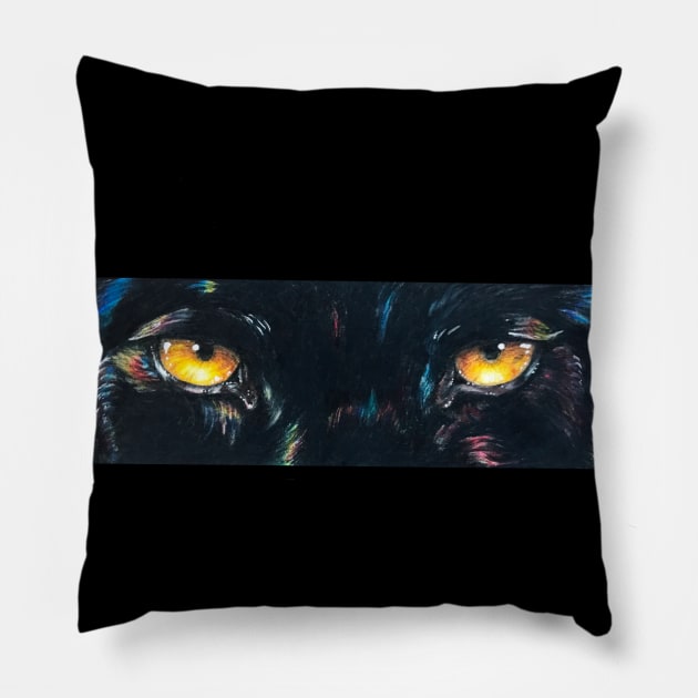 Black Panther Eyes Pillow by Lady Lilac