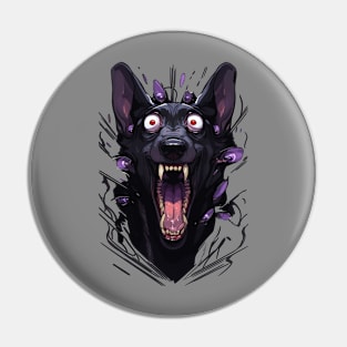 From Inside -  Demon Doberman Hell Hound Comic Horror art Pin