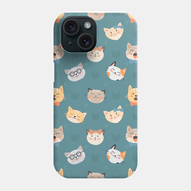 cat pattern Phone Case by white.ink