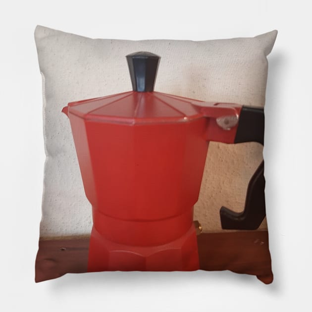 Red Moka Pot Pillow by Stephfuccio.com