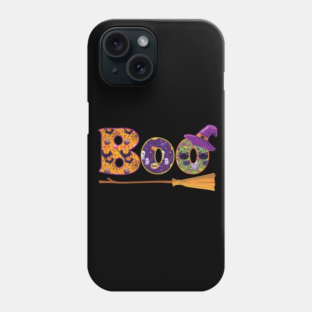 Boo Halloween Witch Hat & Broom Phone Case by FruitflyPie