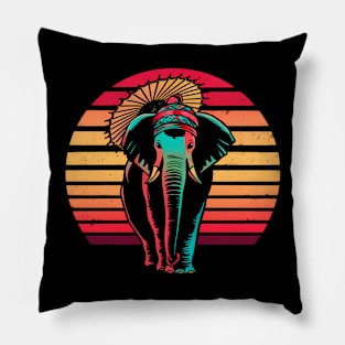 Retro Asian elephant Pillow