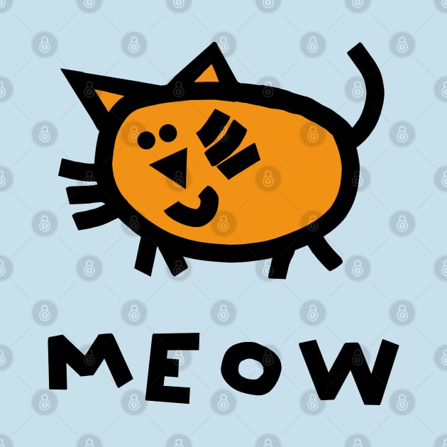 Cute Cat says Meow for Kids by ellenhenryart