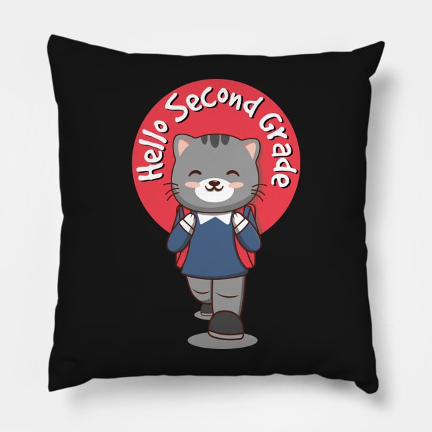 Hello Second Grade Pillow by Luna Illustration