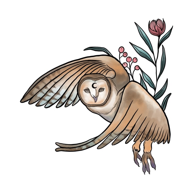 Flying owl design by Ley Guth Art