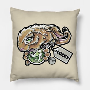 Lucky Rabbit - Black Outlined Version Pillow