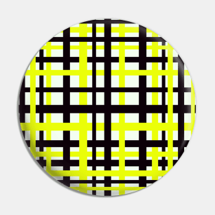 Interlocking Stripes Black White Yellow Pin