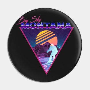 Retro Vaporwave Ski Mountain | Big Sky Montana | Shirts, Stickers, and More! Pin