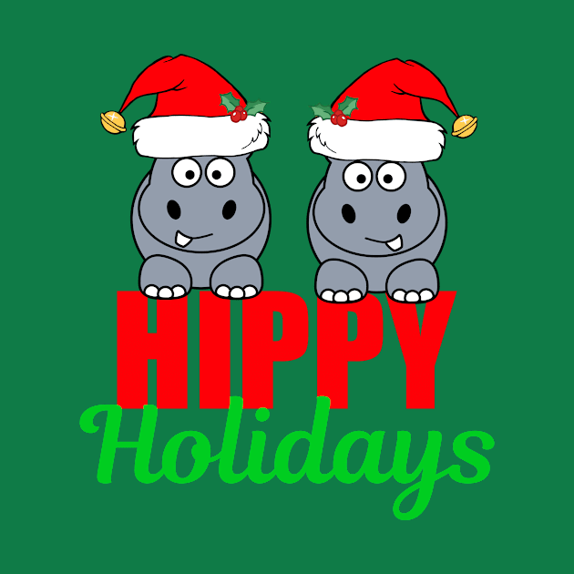 Cute Hippo Holiday Funny Christmas by epiclovedesigns