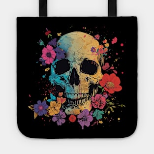 floral skull Tote