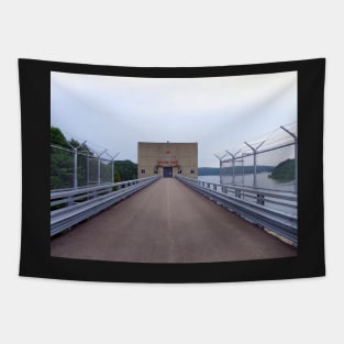 Bridge Perspective Photography Art, Waterway Dam Bridges Tapestry