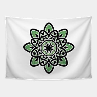 Celtic Knot With Green Background Tapestry