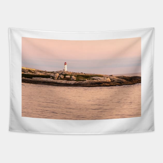 Peggy's Cove lighthouse at sunset Tapestry by josefpittner