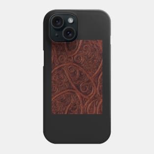 Dark Brown Ornamental Leather Stripes, natural and ecological leather print #43 Phone Case