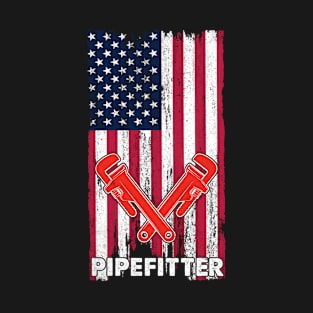 Plumber American USA Flag Patriotic Pipefitter T-Shirt
