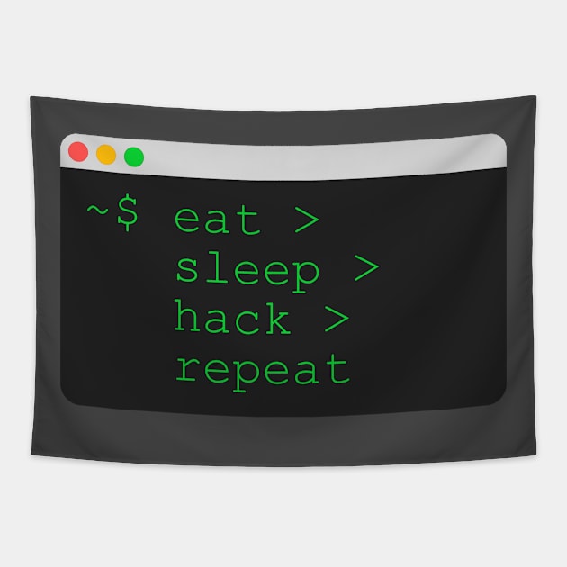 eat sleep hack repeat Tapestry by leo-jess