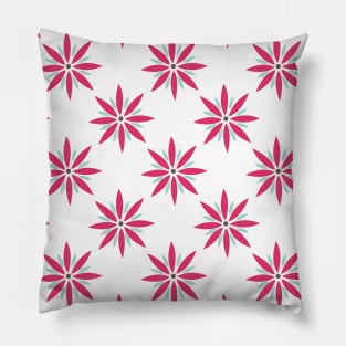 Retro Flower Pattern in pink, light blue, and brown Pillow