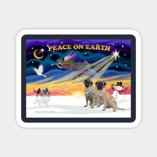 Christmas Angel with Two Bull Mastiffs Magnet