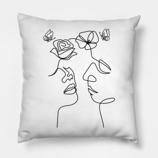Rose, Poppy and Butterflies | One Line Drawing | One Line Art | Minimal | Minimalist Pillow