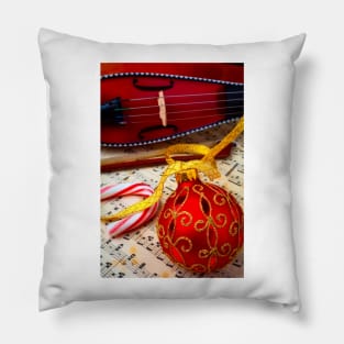 Red Christmas Ornament And Pocket Violin Pillow