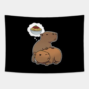 Capybara thinking about Spaghetti Bolognese Tapestry