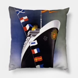 Barcelona Spain Vintage Poster 1944 Pillow