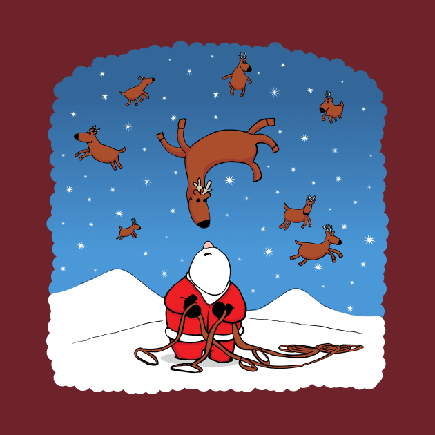 Santa Wrangling Flying Reindeer by dittmitx