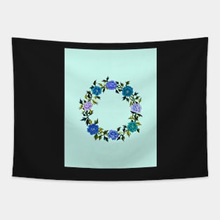 Minhwa: Peony Wreath Blue A Type (Korean traditional/folk art) Tapestry