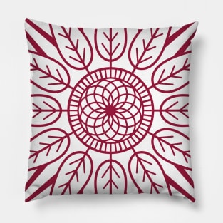 Red round Mandala Pattern Outline Pillow