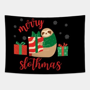 Merry Slothmas Sloth with Christmas Presents Tapestry