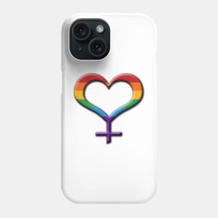 Rainbow Colored Heart-Shaped Lesbian Pride Female Gender Symbol Phone Case