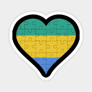 Gabonese Jigsaw Puzzle Heart Design - Gift for Gabonese With Gabon Roots Magnet