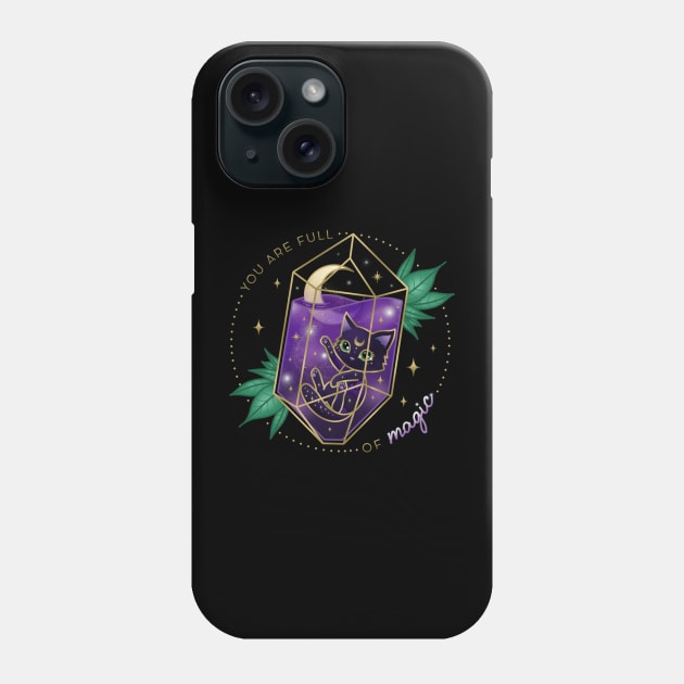 (back print) You Are Full Of Magic Quote Crystal Cat Phone Case by moonstruck crystals