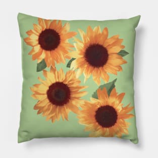 Happy Orange Sunflowers Pillow